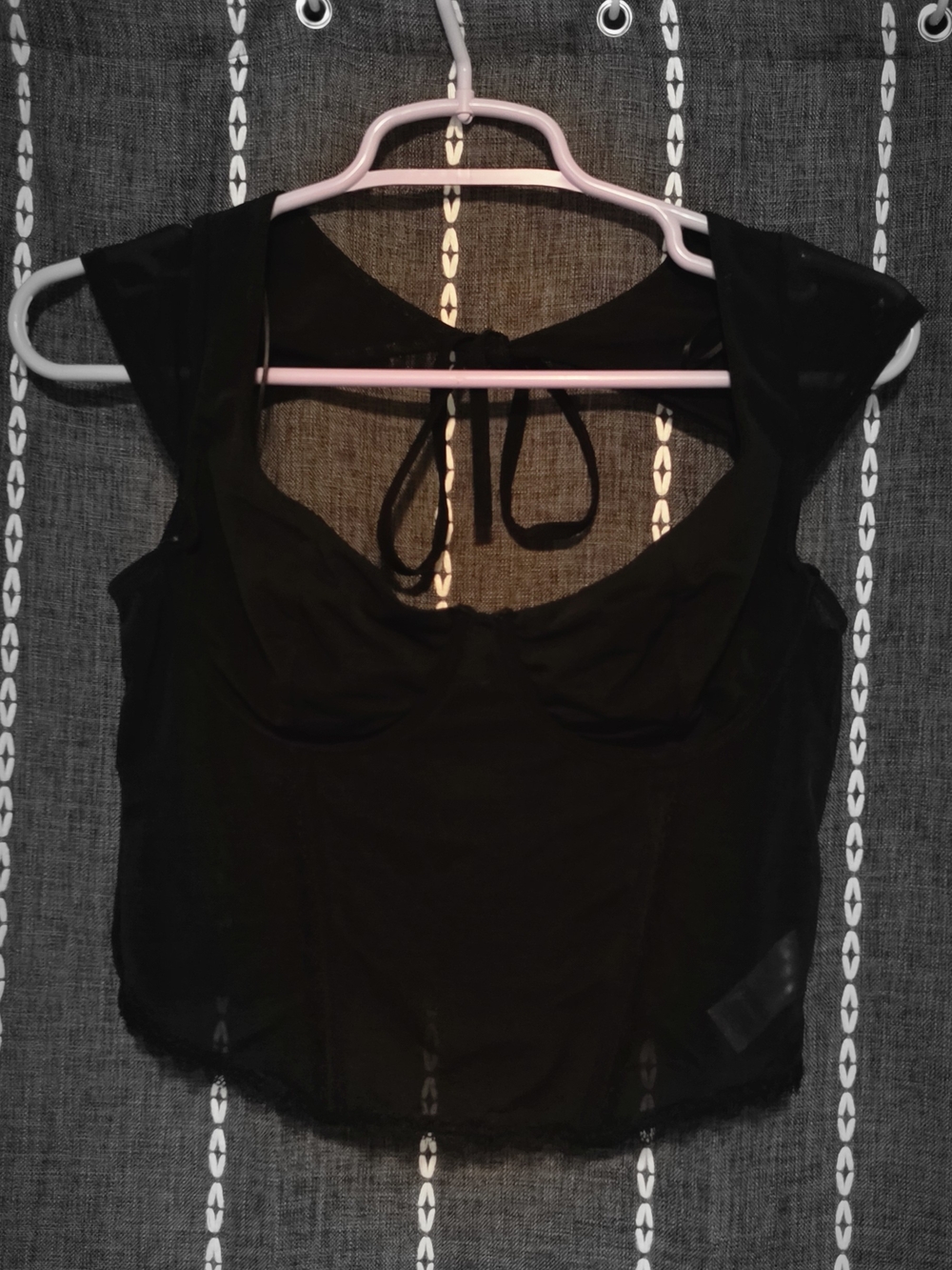Garage Black Sheer Mesh Bandeau Crop Top